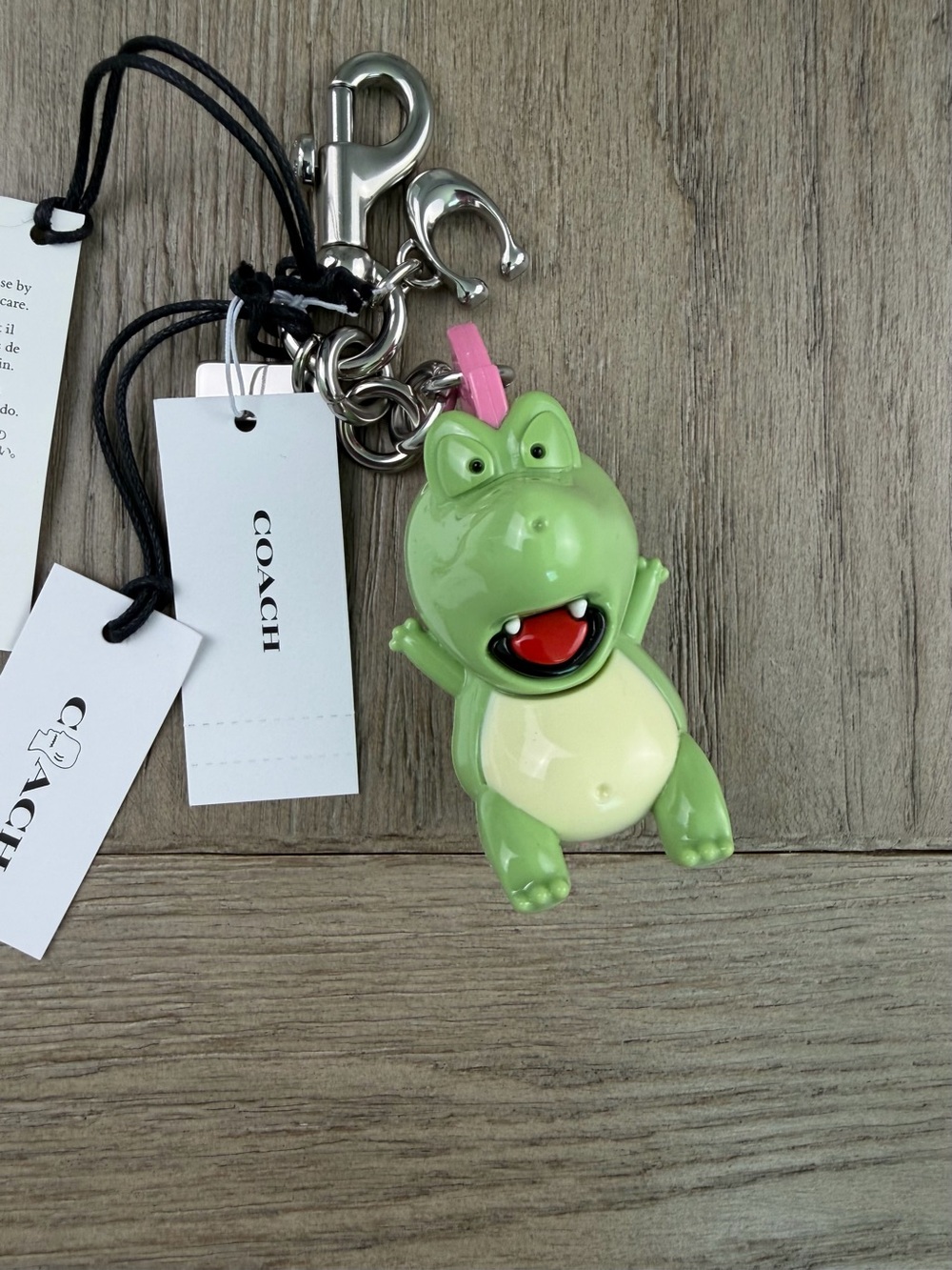 Coach Brain Dead Vinyl Darby Dino Bag Charm Silver Hardware